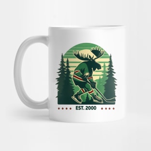 Retro Forest Moose Hockey Design – Est. 2000 Mug